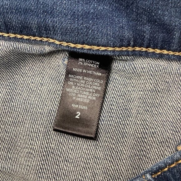 Express Jean Shortie Shorts Blue Denim Stretch Four Pocket Womens Size 2 - Picture 8 of 9